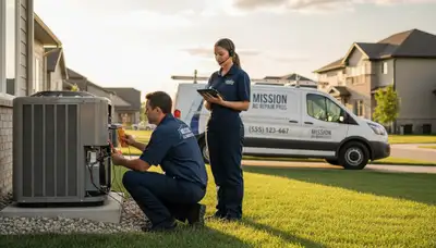 AC repair technician servicing home air conditioner in Kansas City MO