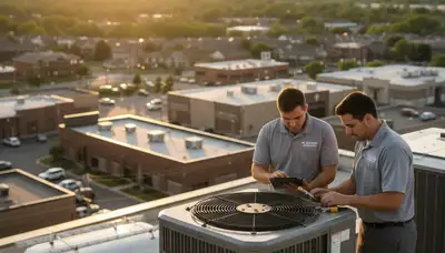 Professional AC repair technician servicing home air conditioner in Kansas City, MO