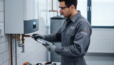 Technician performing boiler repair service in Kansas City MO home by Five Star Cooling