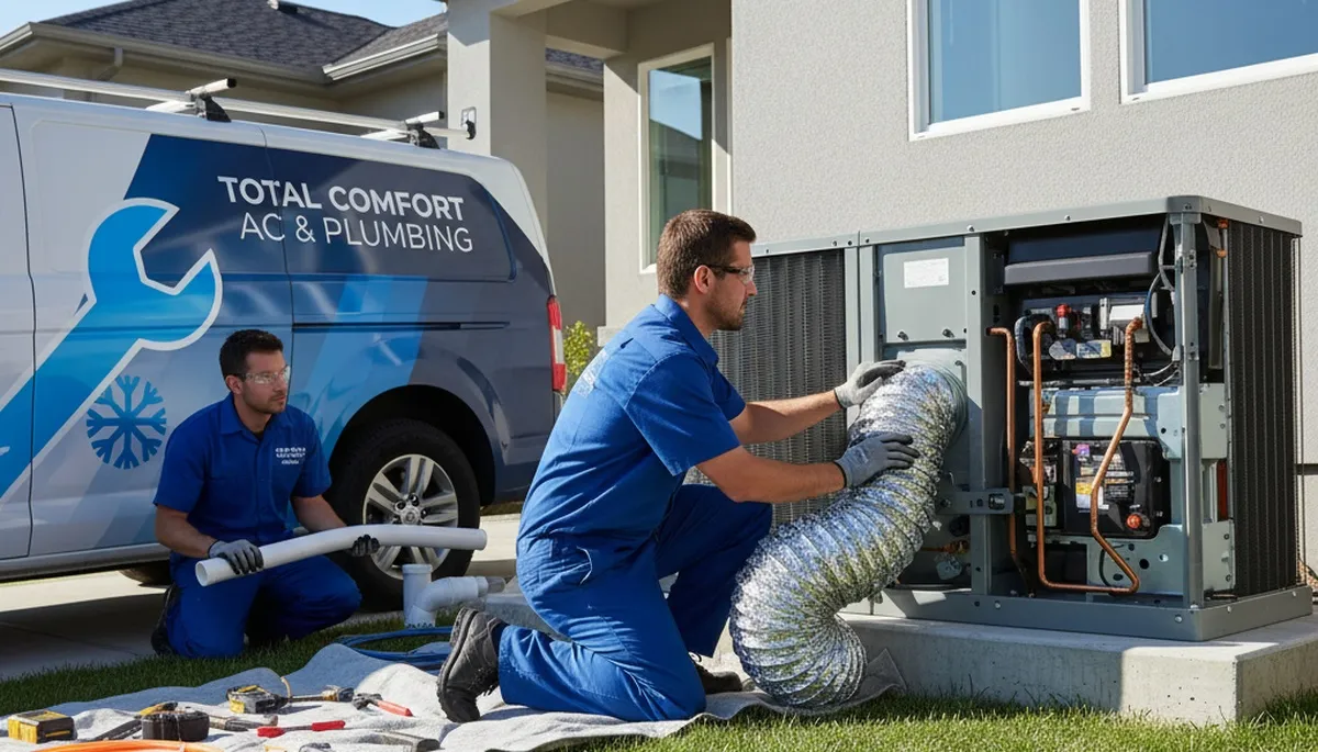 Technician fixing residential plumbing pipes in Kansas City MO for Five Star Cooling services