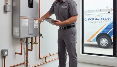 Technician performing water heater repair service in Kansas City, MO home